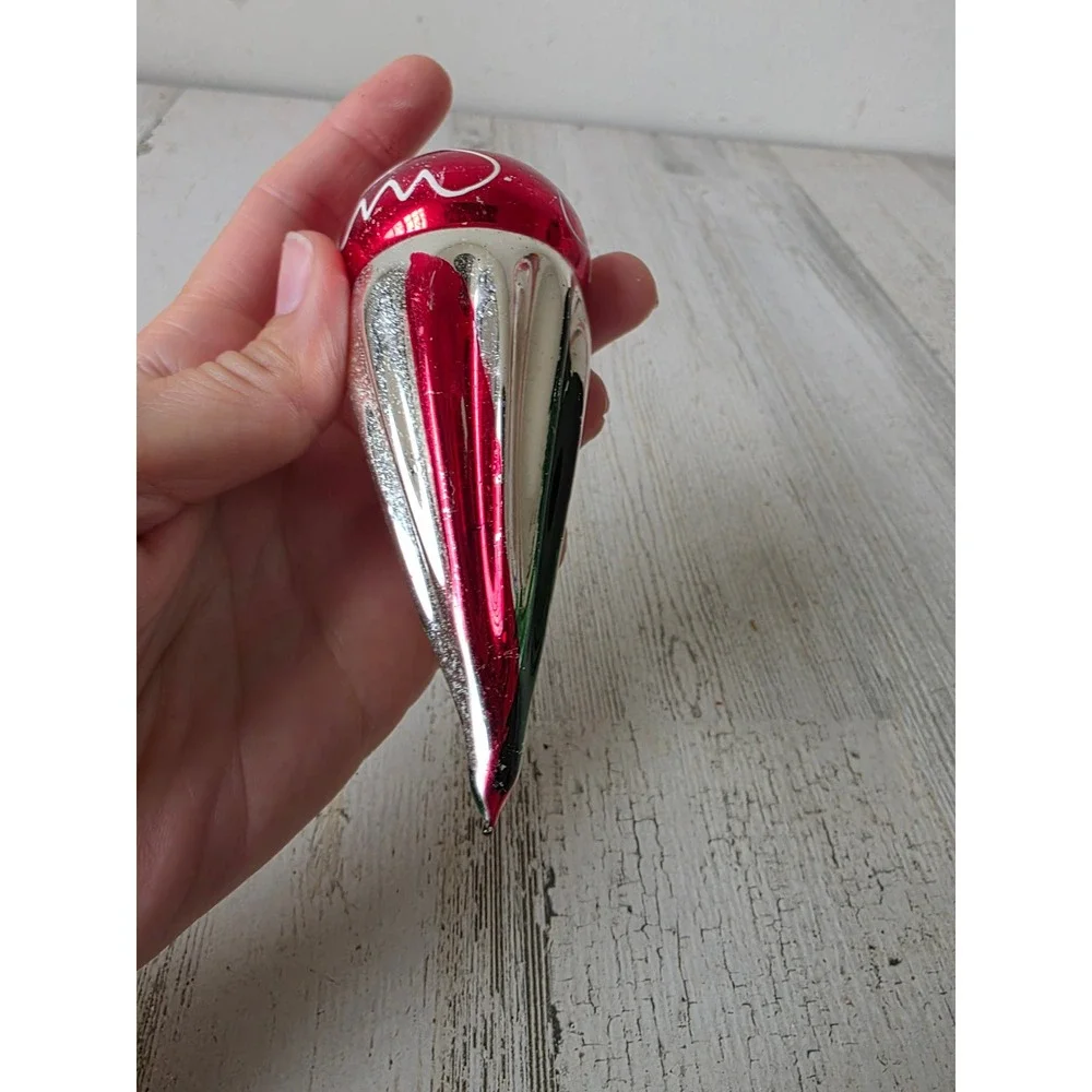 Antique Mercury ice cream cone ornament red Xmas tree parachute